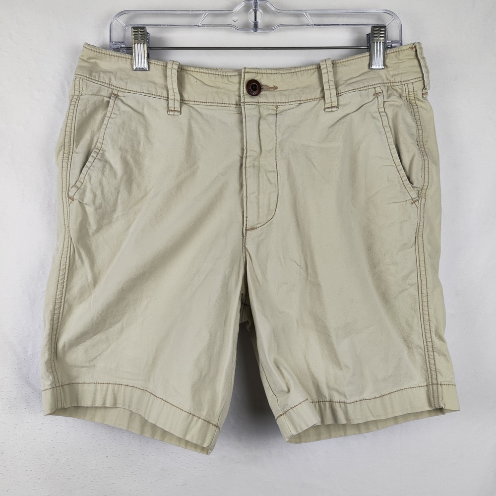 Hollister Shorts Mens 32 Beige Chino Canvas Beach Prep Fit Stretch Casual Summer